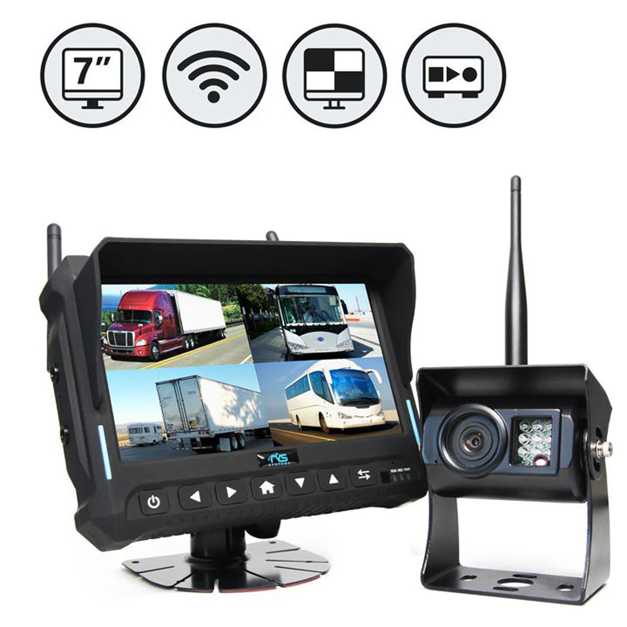 7" QV Monitor w/DVR, Right Side Camera, RVS-Mount