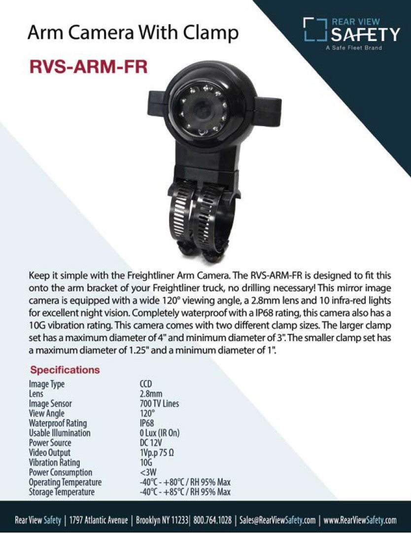 Caméra de bras Freightliner de sécurité pour vue arrière, adaptateur RCA (RVS-ARM-FR)