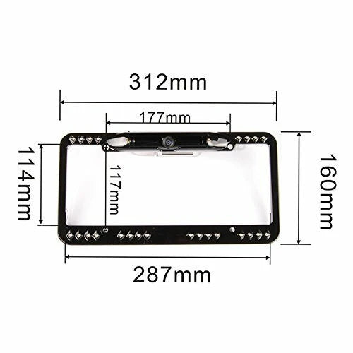 Rear View Safety License Plate Backup Camera w/24 IR, Cable, RCA Adapter (RVS-6380-C)