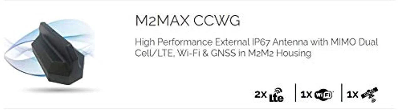 Antenne Airgain Plus double antenne LTE 15 pieds, noir - AP-CCWG-A-S2222-RP3-BL, 2xLTE(SMA), WiFi(RPSMA), GPS(SMA), fixation par boulon