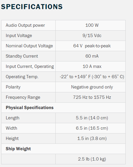 100W electronic undercover mini-siren with remote switches and intersection clearing feature