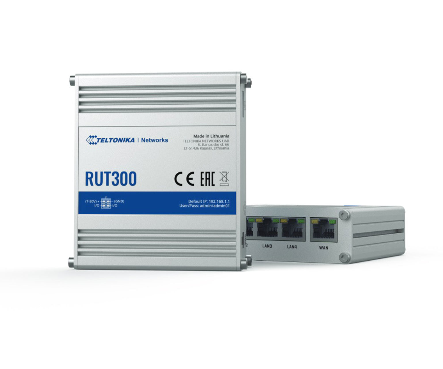 Teltonika RUT300000100 - Routeur Ethernet Industriel RUT300, Alimentation US, 5 RJ45, USB 