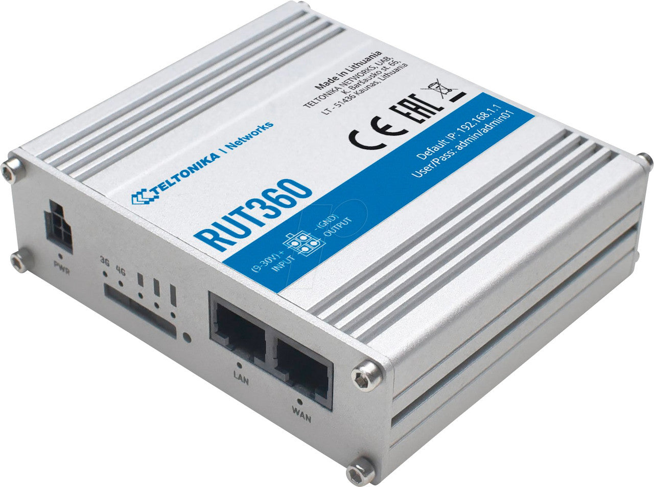 Teltonika RUT360100100 - RUT360 4G LTE CAT6 Industrial Router + WiFi