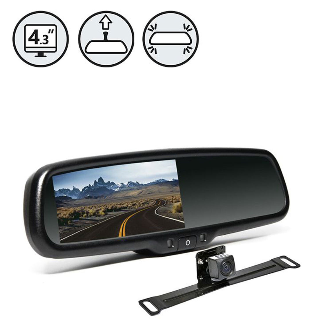 Backup Camera System with Replacement Mirror Display, 33&